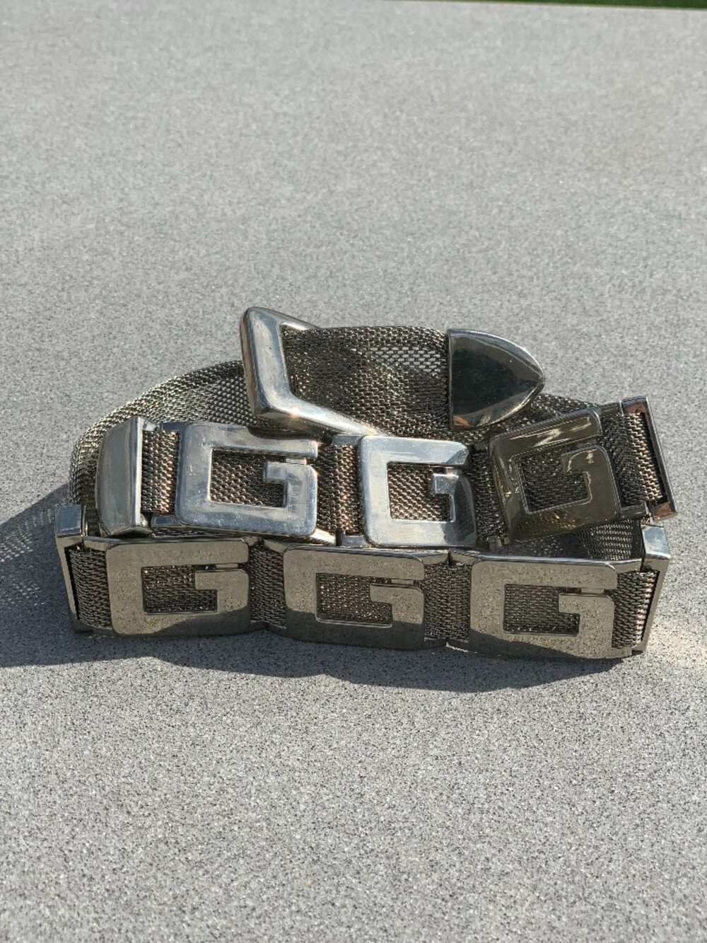 Vintage Guess Metal Chain Belt M/L Silver G Logo Buckle Y2K 90 Retro Festival